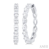 1 7/8 ctw North-South Oval Cut Diamond Fashion Hoop Earring in 14K White Gold